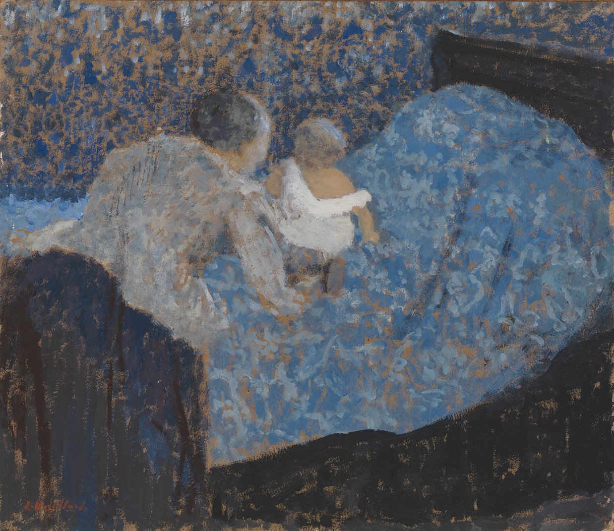 Edouard Vuillard - Grand-mère et enfant au lit bleu