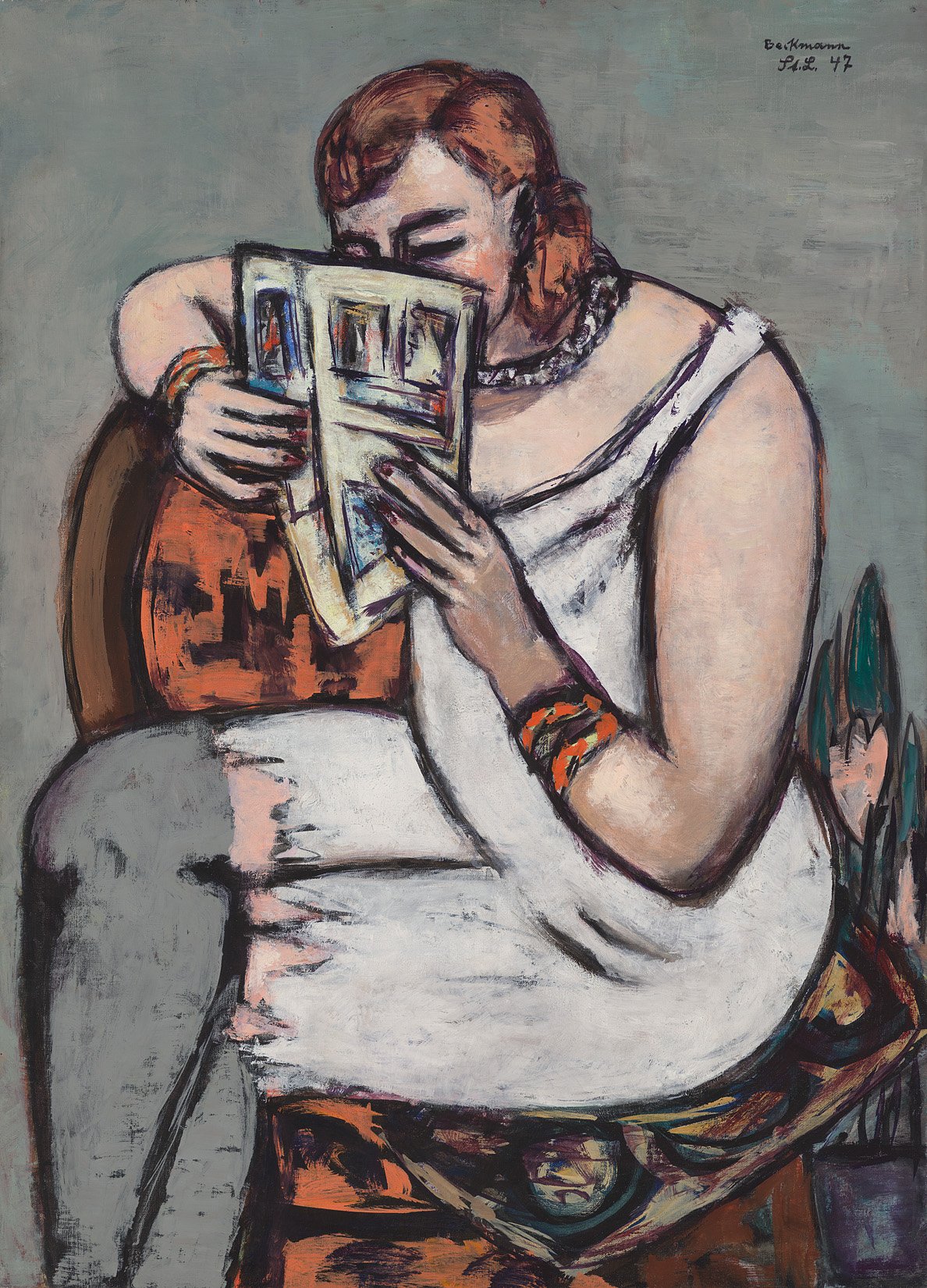 Max Beckmann - Frau in weissem Hemd (lesend)
