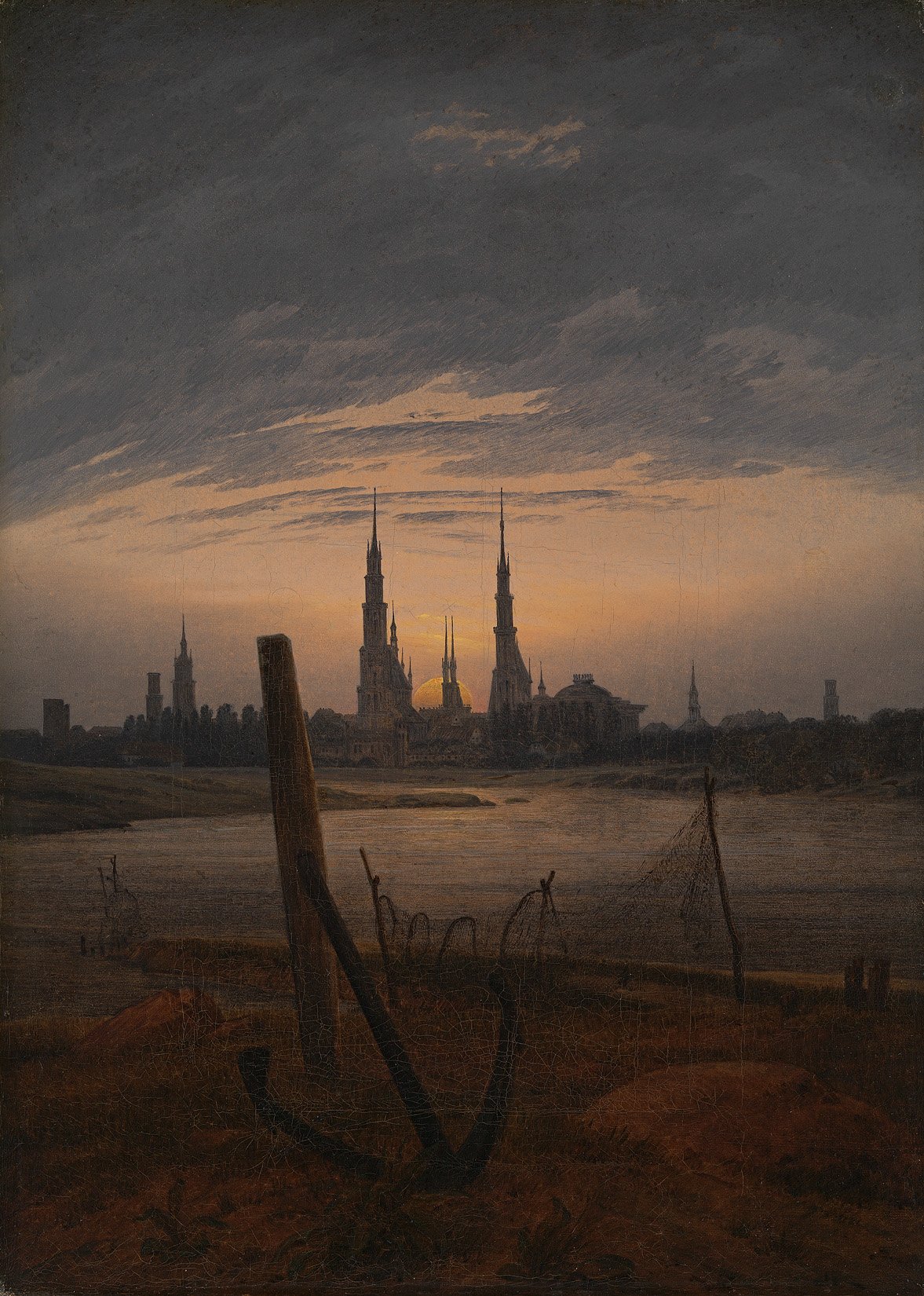 Caspar David Friedrich - Stadt bei Mondaufgang