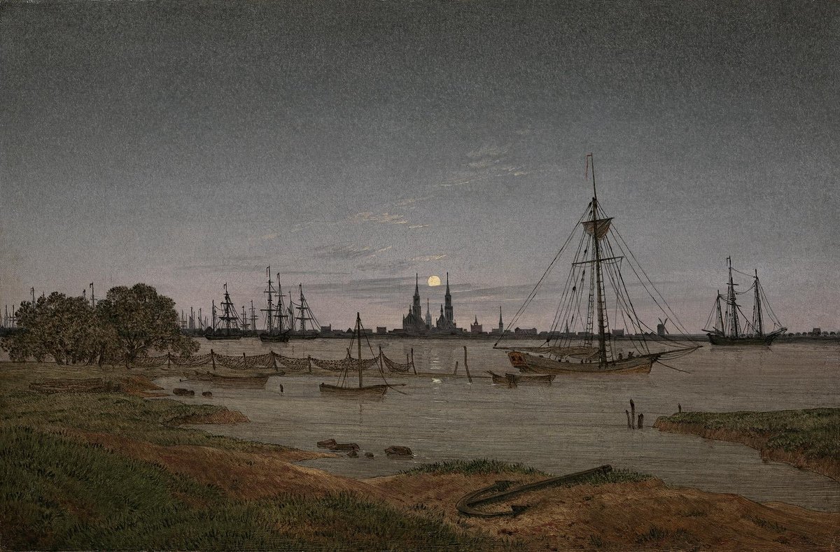 Caspar David Friedrich - Hafen bei Mondschein